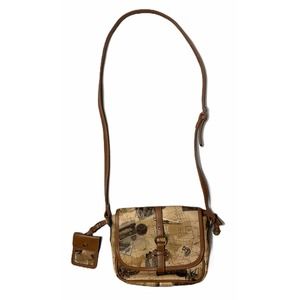 Teenie Weenie Gold Teddy Bear Brown Map Print Adjustable Strap Handbag Purse